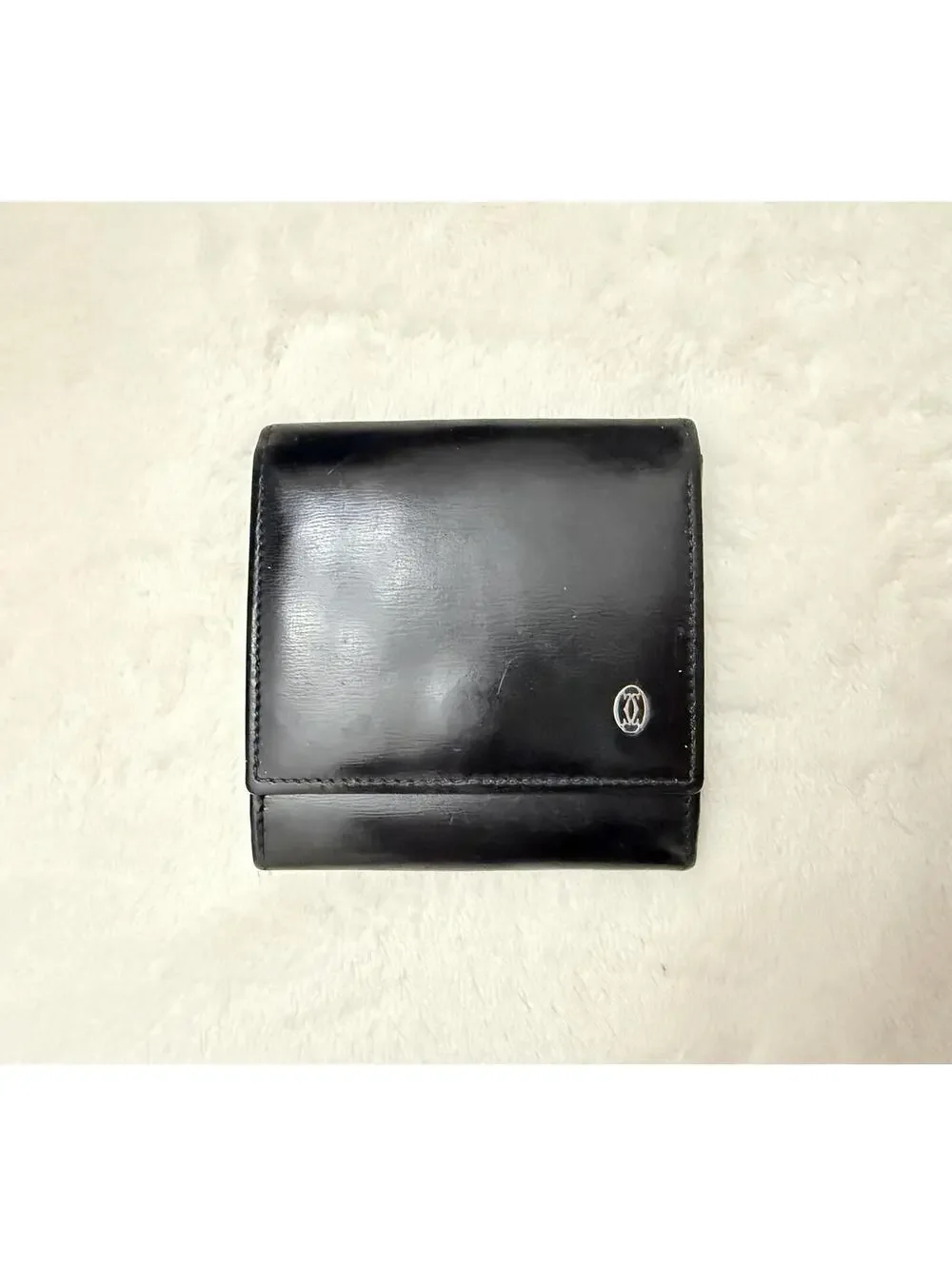 Authentic Cartier Pasha Coin Case Leather Black Men